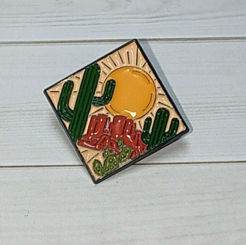 Southwest Desert Inspired Pin Sun, Mountains & Cactus New Mexico, Arizona